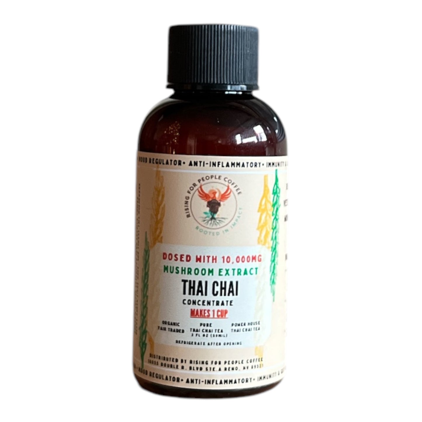 2oz Travel Thai Chai Tea Concentrate - Rising For People Coffee Co.CoffeeRising For People Coffee Co.Rising For People Coffee Co.Rising for People Coffee concentrate bottle— 2oz Travel Happy Mushroom Thai Chai Concentrate Perfect for lattes, baking, cooking, and baking, Latte, Cappuccino, Coffee shop, Coffee shop near, Coffee near me, Roasted coffee, Speciality coffee, Green coffee, Black coffee, Espresso machine, French press, Espresso, Takeout coffee near