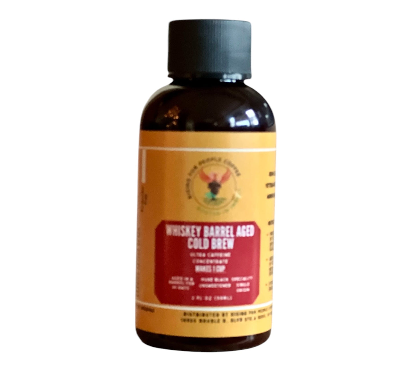 2oz Travel Whiskey barrel cold brew concentrate coffee - Rising For People Coffee Co.CoffeeRising For People Coffee Co.Rising For People Coffee Co.Rising for People Coffee concentrate bottle— 2oz Travel Aged Whiskey Barrel Cold Brew Concentrate