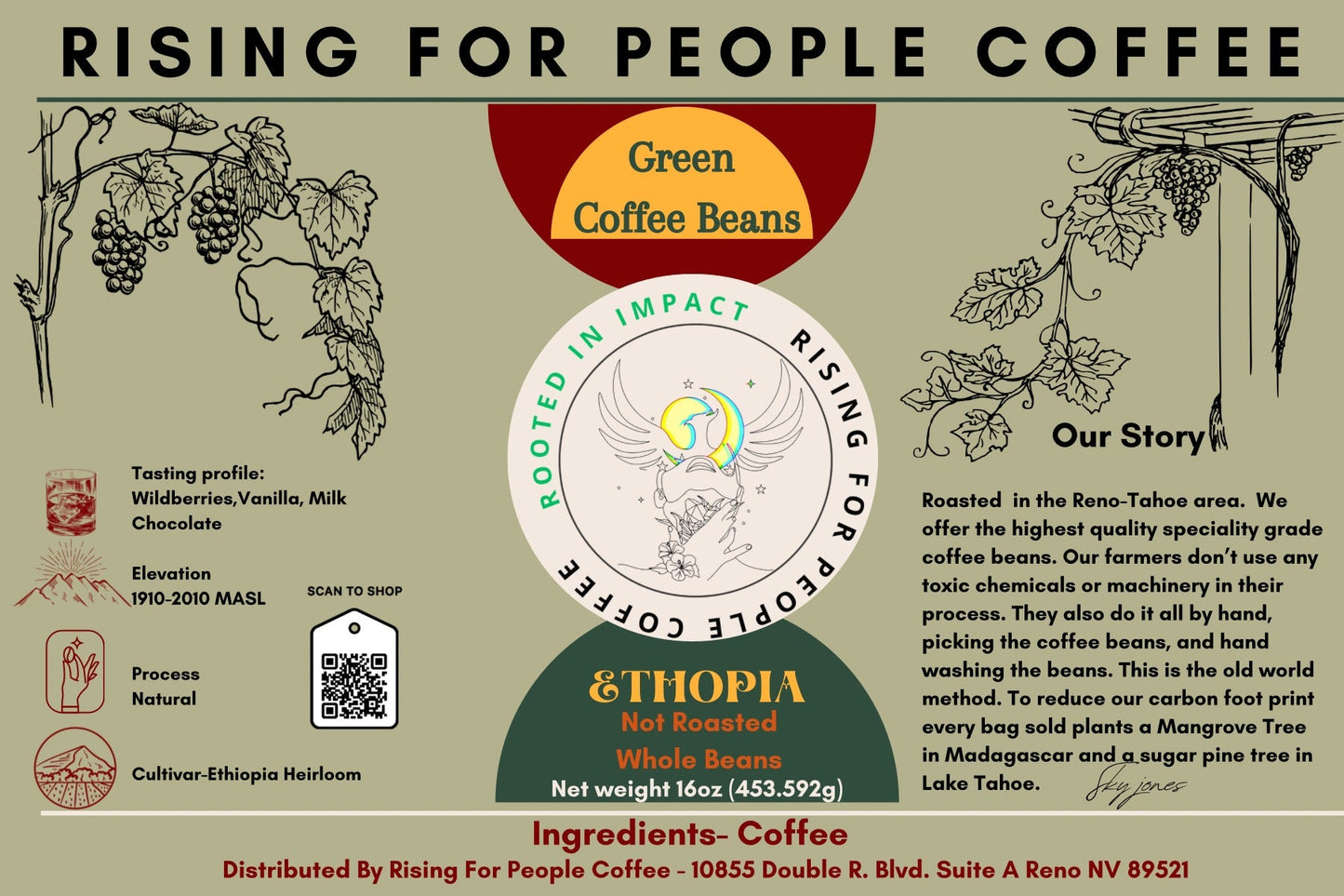 Ethiopia Natural - Green Coffee Beans - Rising For People Coffee Co.CoffeeRising For People Coffee Co.Rising For People Coffee Co.197644529100Rising for People Coffee bag— Ethiopia Natural Green Coffee Beans (RAW), Latte, Cappuccino, Coffee shop, Coffee shop near, Coffee near me, Roasted coffee, Speciality coffee, Green coffee, Black coffee, Espresso machine, French press, Espresso, Takeout coffee near