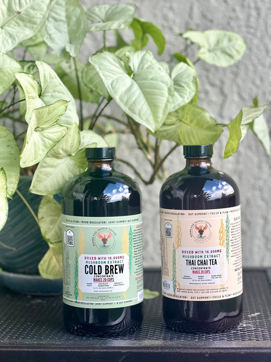 Happy Mushroom Cold Brew & Thai Chai Concentrate - Rising For People Coffee Co.CoffeeRising For People Coffee Co.Rising For People Coffee Co.Happy Mushroom Cold Brew & Thai Chai Concentrate