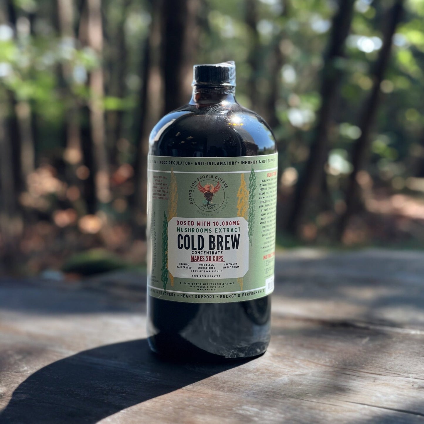Happy Mushroom concentrated Cold Brew coffee - Rising For People Coffee Co.CoffeeRising For People Coffee Co.Rising For People Coffee Co.Rising For people coffee cold brew bottle. Specialty gourmet concentrated cold brew dosed with lions mane, Chaga, Cordyceps, turkey tail, Reishi. Latte, Cappuccino, Coffee shop, Coffee shop near, Coffee near me, Roasted coffee, Speciality coffee, Green coffee, Black coffee, Espresso machine, French press, Espresso, Takeout coffee near