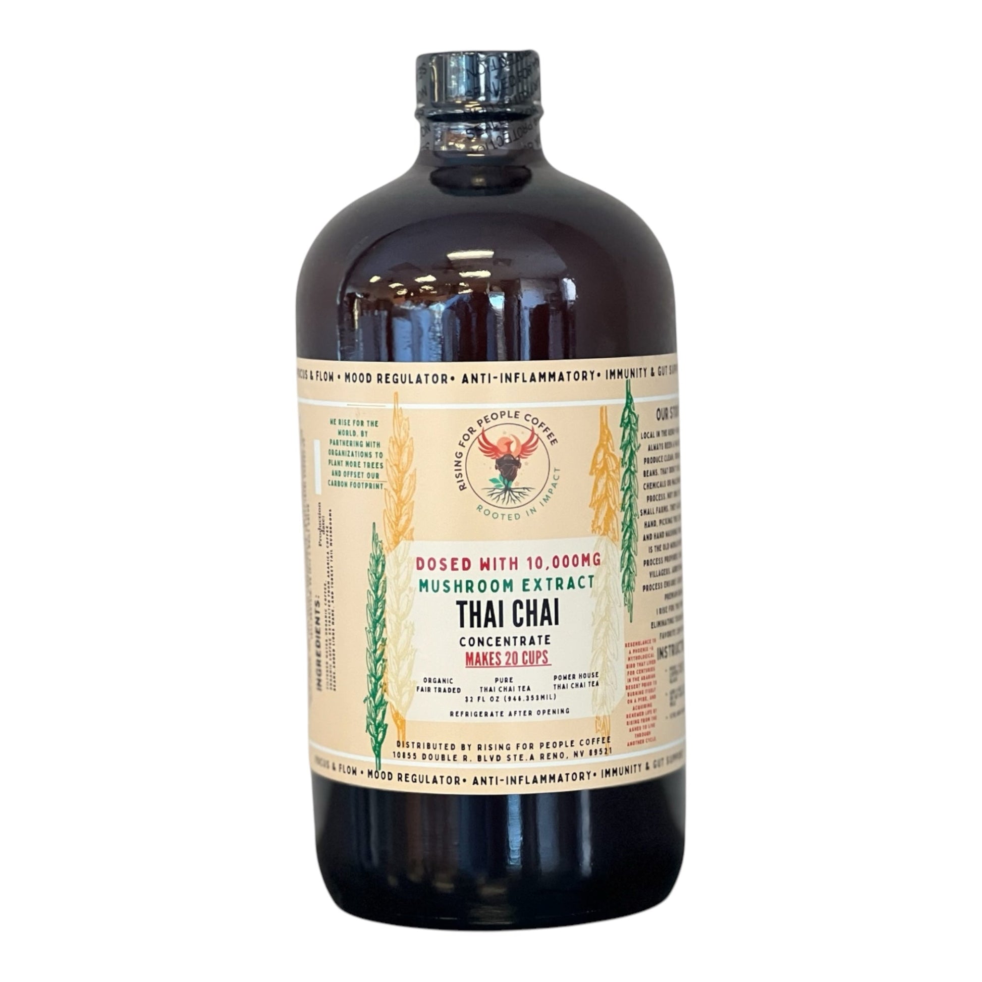 Happy Mushroom Thai Chai Tea Concentrate - Rising For People Coffee Co.TeaRising For People Coffee Co.Rising For People Coffee Co.2324734Rising for people coffee - Thai chai Tea concentrated doses with happy mushrooms Perfect for lattes, baking, cooking, and baking, Latte, Cappuccino, Coffee shop, Coffee shop near, Coffee near me, Roasted coffee, Speciality coffee, Green coffee, Black coffee, Espresso machine, French press, Espresso, Takeout coffee near